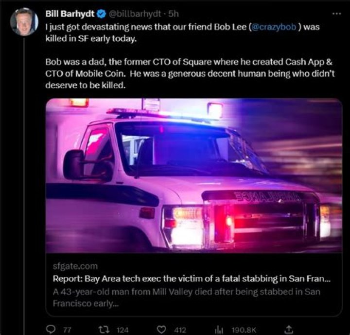 Obituary: Bob Lee Death Cause, Square CTO Age Wikipedia And Family